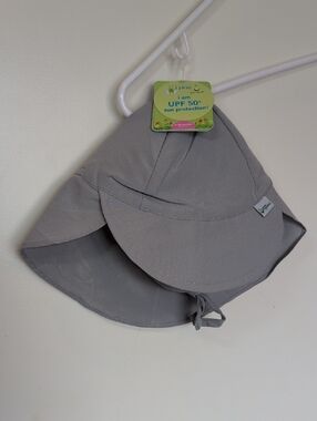 NEW Green Sprouts Gray Kids Sun Hat with Neck Flap 9-18mo